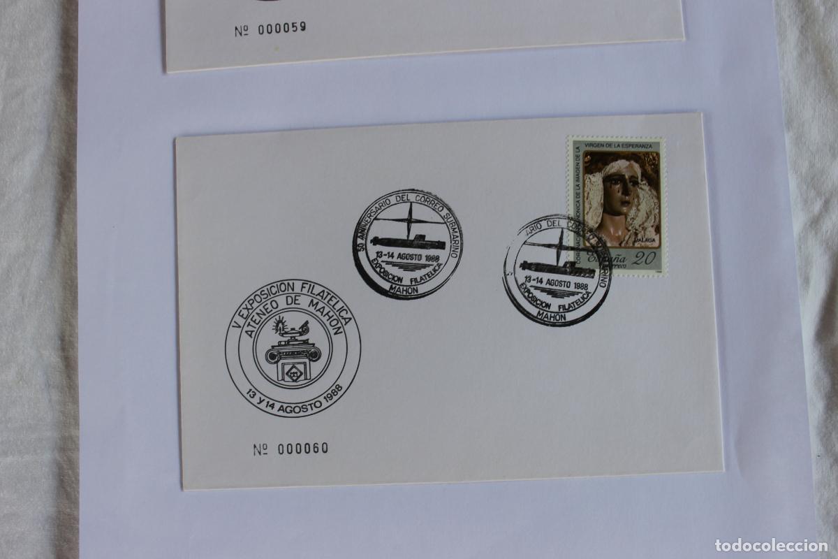 Sellos: 50 ANIVERSARIO DEL CORREO SUBMARINO SELLO Y MATASELLOS MAHON 1988 NUMERADO