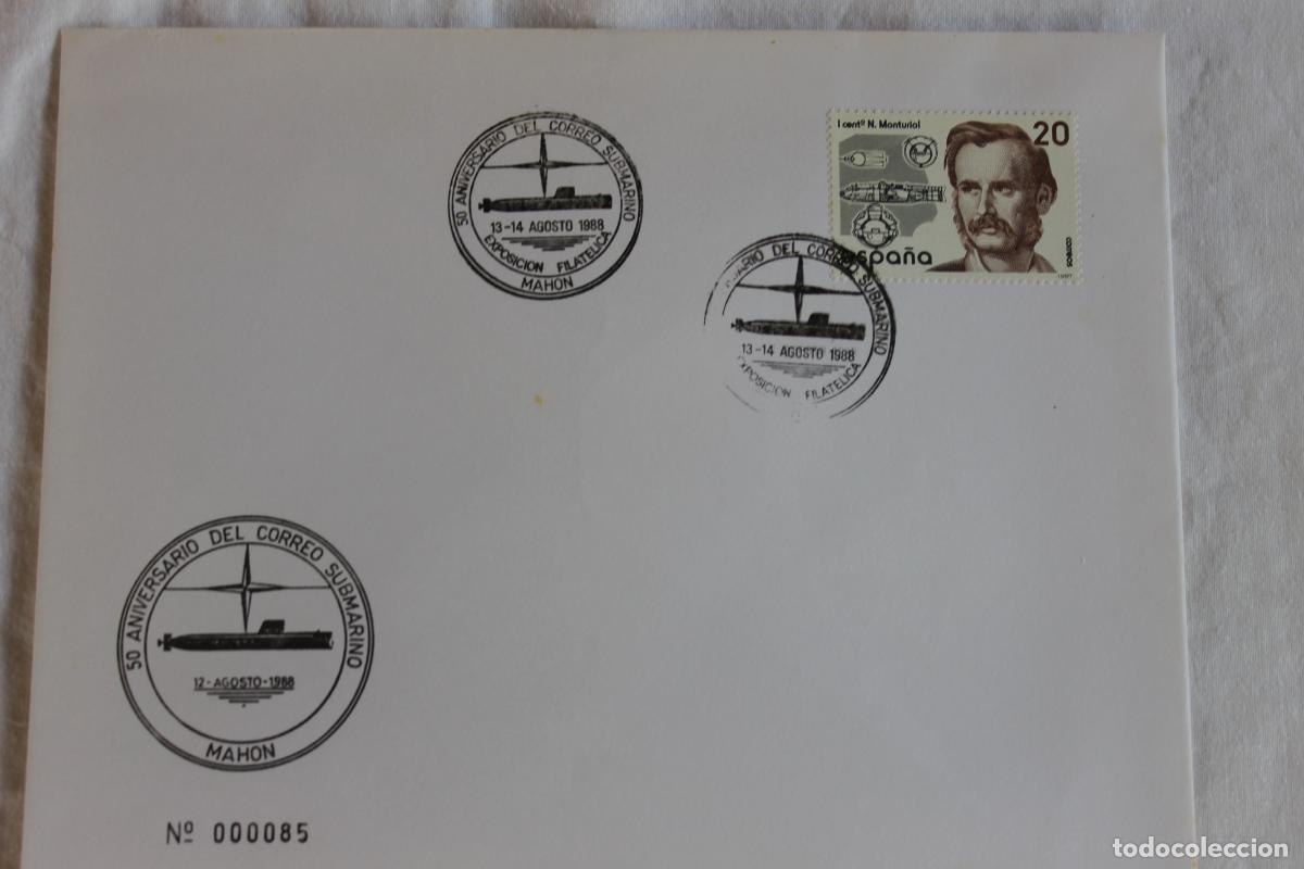 Stamps: 50 ANIVERSARIO DEL CORREO SUBMARINO SELLO Y MATASELLOS MAHON 1988 NUMERADO