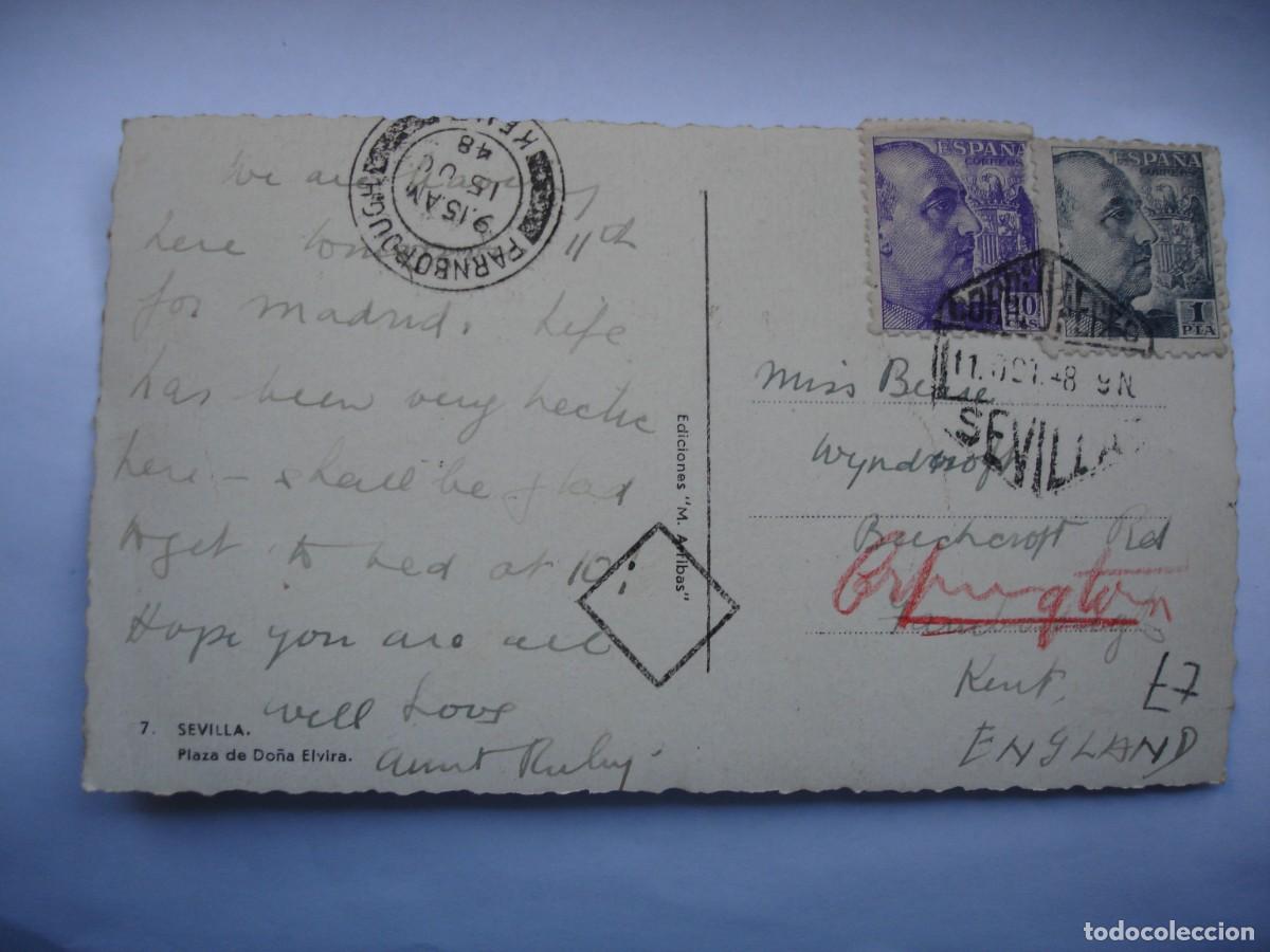 Sellos: TARJETA POSTAL CIRCULADA SEVILLA INGLATERRA - Foto 1