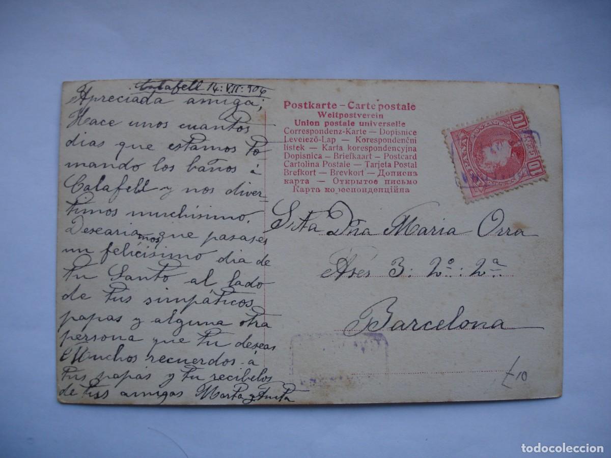 Sellos: TARJETA POSTAL CIRCULADA CALAFELL BARCELONA - Foto 1
