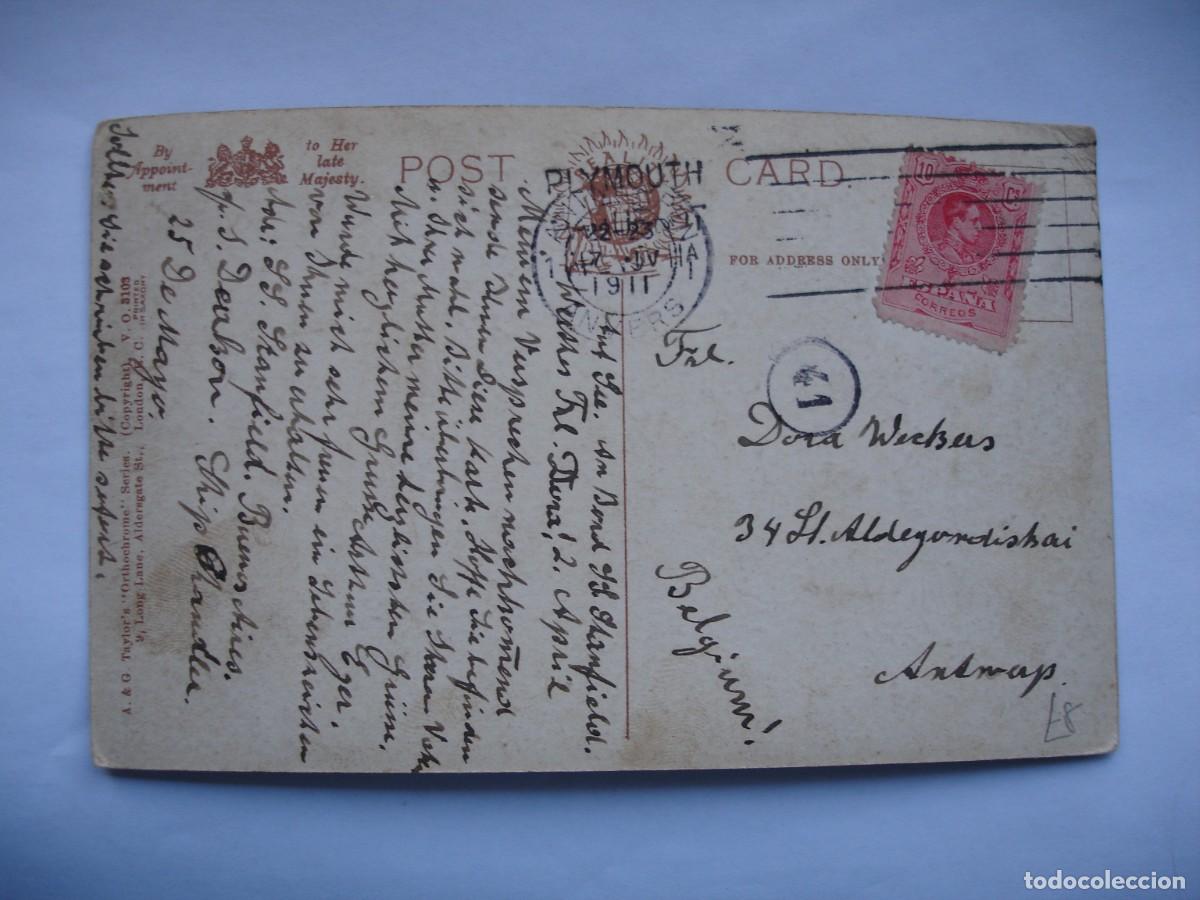 Sellos: TARJETA POSTAL CIRCULADA ESPA&Ntilde;A BELGICA - Foto 1