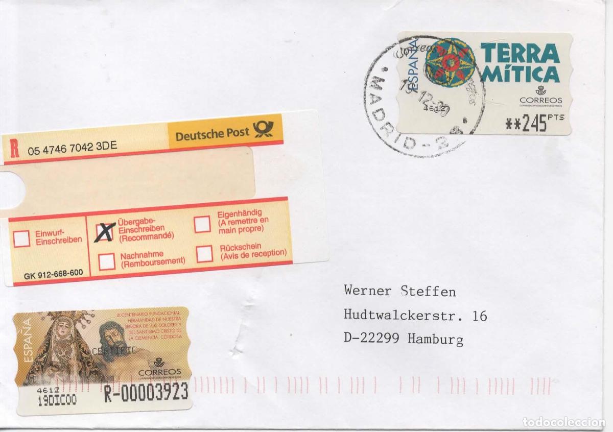 Sellos: MADRID CC CERTIFICADA CON ATM TERRA MITICA Y ATM VIRGEN CORDOBA CON NUM CERTIFICADO