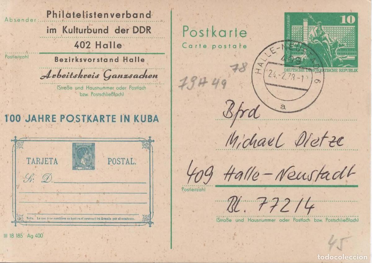 Sellos: ALEMANIA DDR ENTERO POSTAL 1978 ILUSTRADO CON ENTERO POSTAL ALFONSO XII CUBA