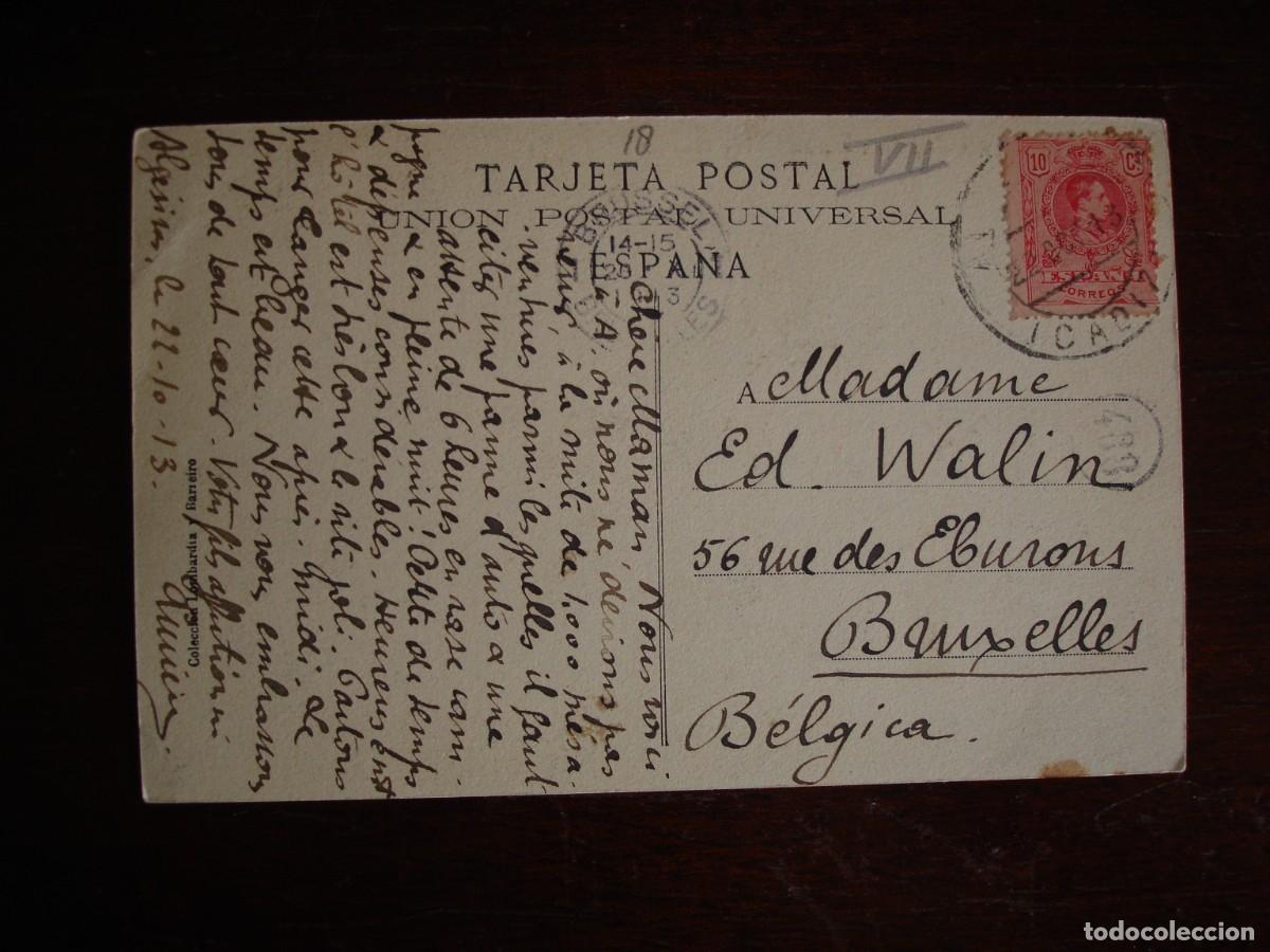 Sellos: TARJETA POSTAL CIRCULADA ALGECIRAS CADIZ BELGICA 1913