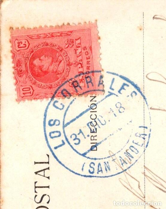 Sellos: Marcofilia: Matasellos Azul: LOS CORRALES - 31. DIC. 18 - (SANTANDER) - En Postal Santander