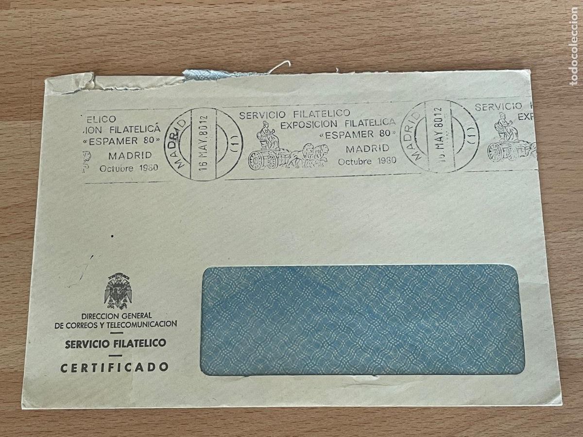 Sellos: SOBRE MATASELLOS RODILLO EXPOSICION FILATELICA ESPAMER 80 SERVICIO FILATELICO DE CORREOS MADRID 1980