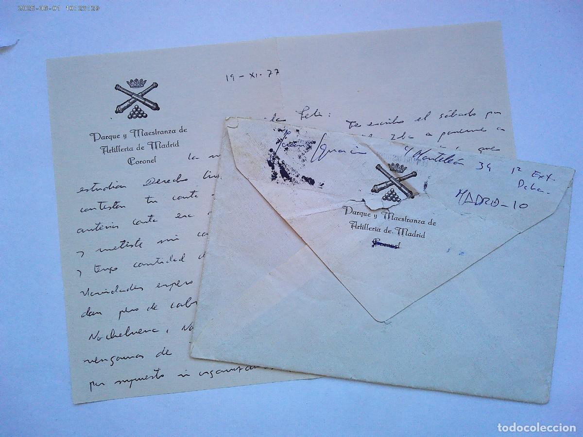 Sellos: CARTA CIRCULADA DE MILITAR DEL PARQUE Y MAESTRANZA DE ARTILLERIA DE MADRID A NOVIA EN SEVILLA 1977