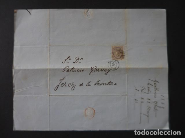 Sellos: SOBRE CIRCULADO 1869 DE CADIZ A JEREZ DE LA FRONTERA