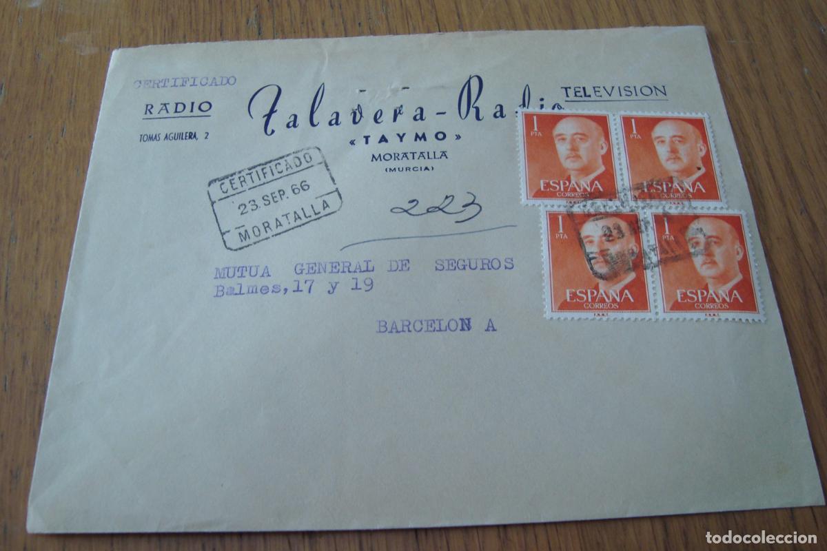 Sellos: ANTIGUO SOBRE COMERCIAL TALAVERA RADIO TAYMO. MORATALLA MURCIA 1966.