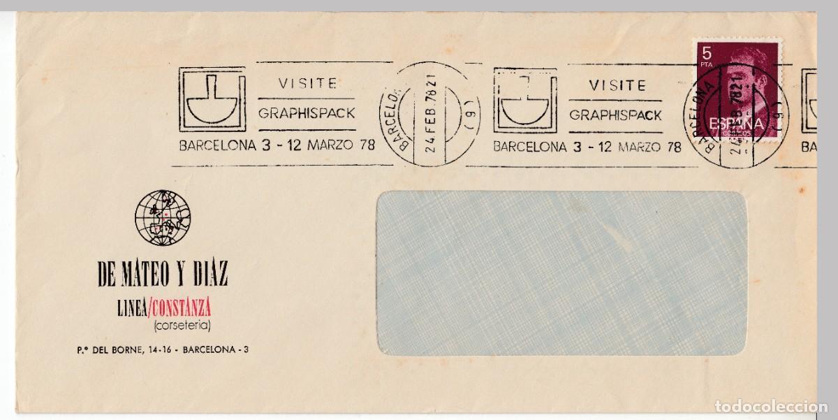Sellos: 1978 BARCELONA MATASELLOS GRAPHISPACK. MEMBRETE DE MATEO Y DIAZ CORSETERIA