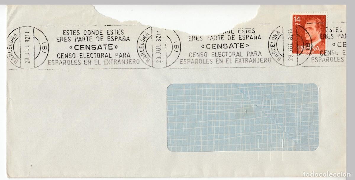Sellos: 1982 BARCELONA MATASELLOS SCENSATE CENSO ELECTORAL ESPA&Ntilde;OLES EN EL EXTRANJERO