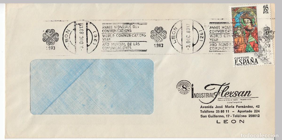 Sellos: 1983 LEON MATASELLOS A&Ntilde;O MUNDIAL COMUNICACIONES. MEMBRETE INDUSTRIAL FLEXSAN