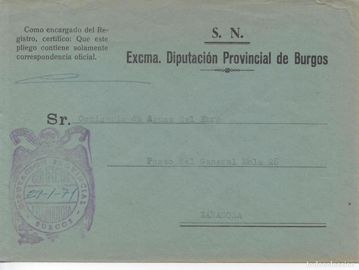 Sellos: BURGOS A ZARAGOZA 1971 FRANQUICIA DIPUTACION PROVINCIAL