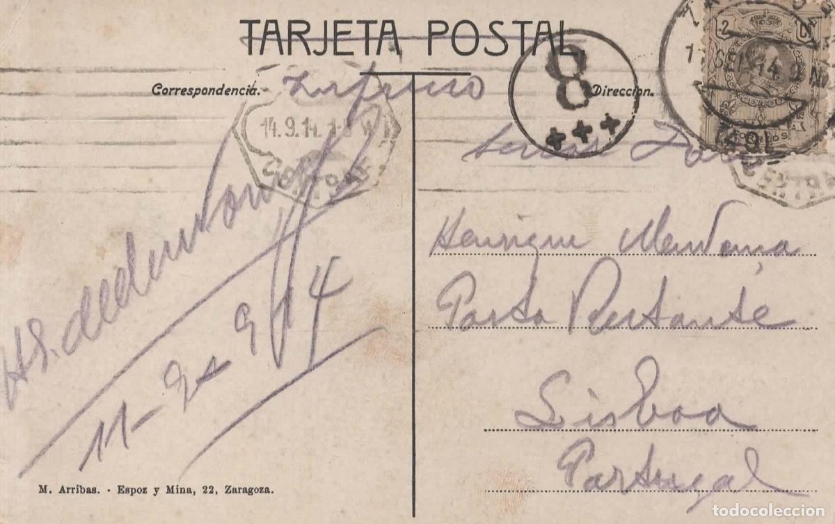 Sellos: ZARAGOZA A LISBOA 1914 TARIFA IMPRESOS A PORTUGAL 2 CTS