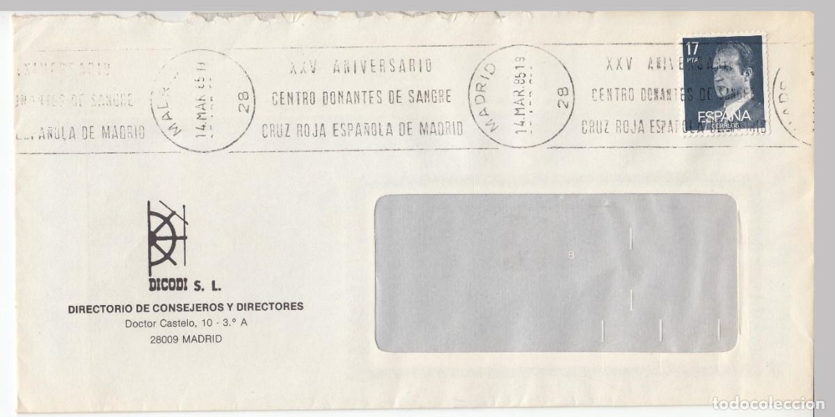 Sellos: 1985 MADRID MATASELLOS XXV ANIVERSARIO CENTRO DONANTES SANGRE CRUZ ROJA. MEMBRETE DICODI