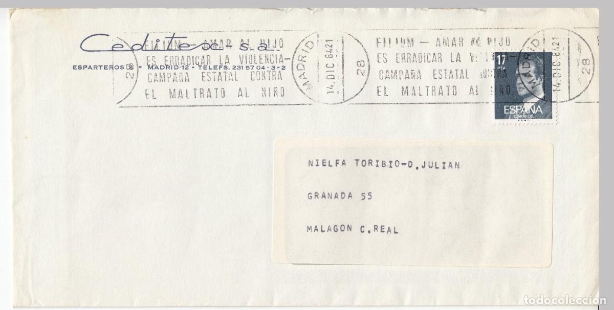 Sellos: 1984 MADRID MATASELLOS FILIUM CAMPA&Ntilde;A ESTATAL CONTRA MALTRATO AL NI&Ntilde;O. MEMBRETE CEDITEX