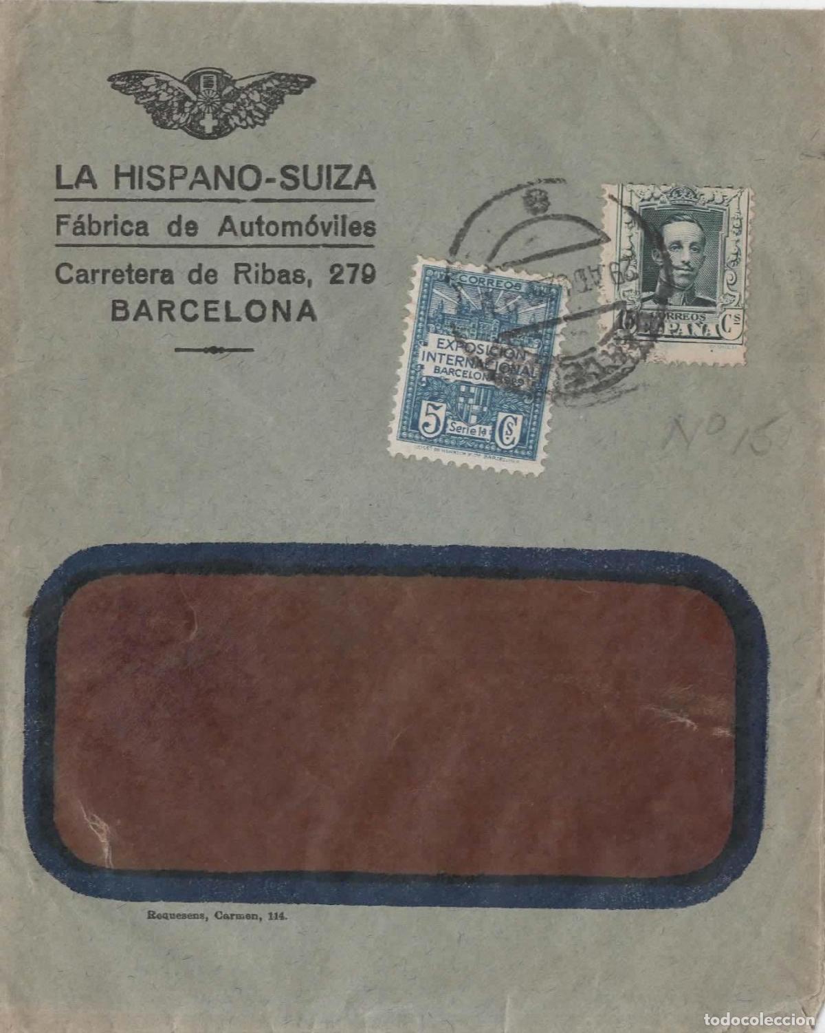 Sellos: BARCELONA CC CON SELLO VAQUER AYUNTAMIENTO DE BARCELONA AUTOMOVILES HISPANO SUIZA CAR