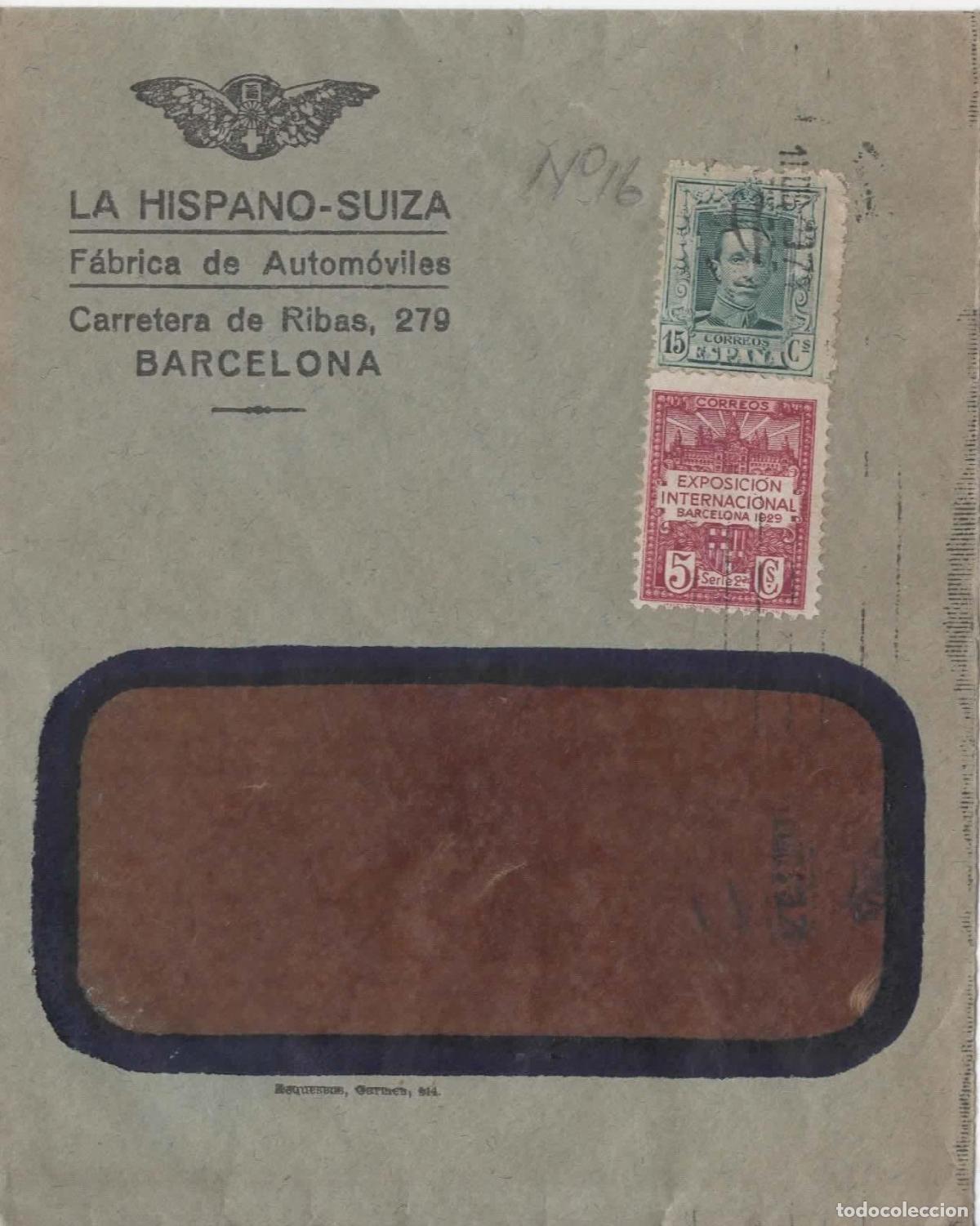 Sellos: BARCELONA CC CON SELLO VAQUER AYUNTAMIENTO DE BARCELONA AUTOMOVILES HISPANO SUIZA CAR