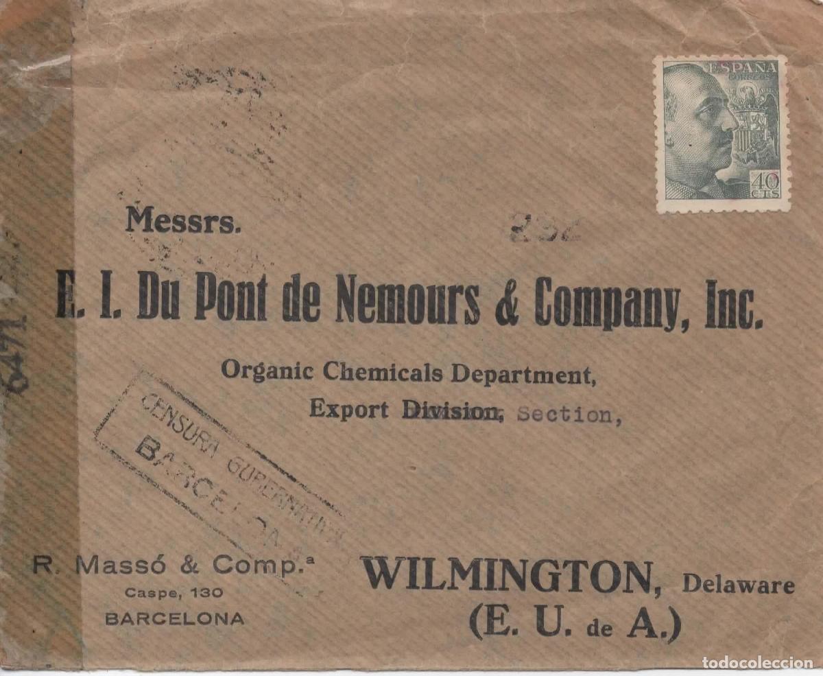 Sellos: BARCELONA A USA 1944 CENSURA ESPA&Ntilde;OLA Y USA