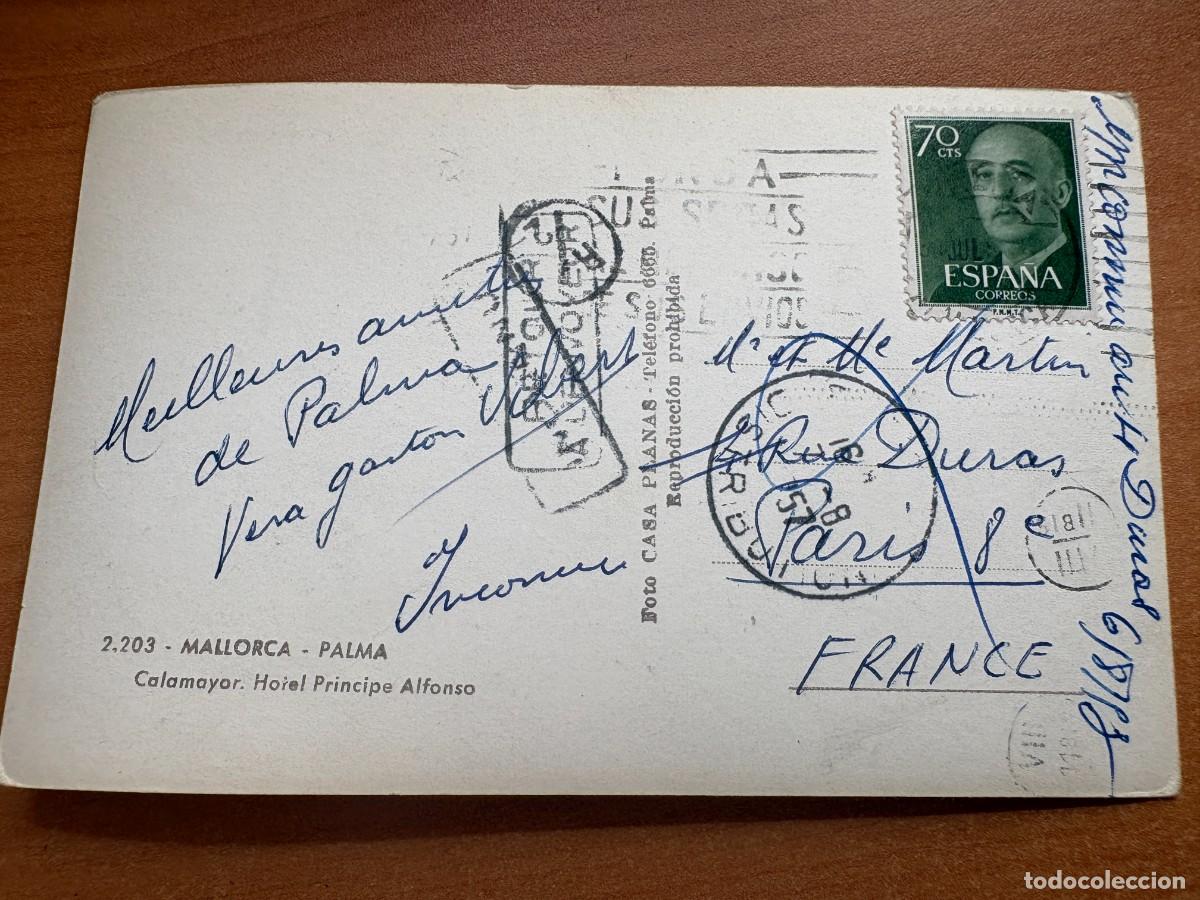 Sellos: Preciosa Tarjeta postal Palma de Mallorca a Francia con destinatario desconocido