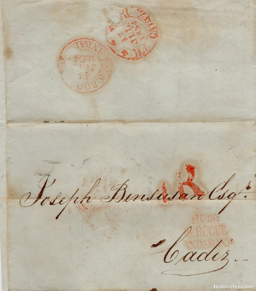 Sellos: Espa&ntilde;a 1854 de GIBRALTAR A CADIZ, tasada a la llegada