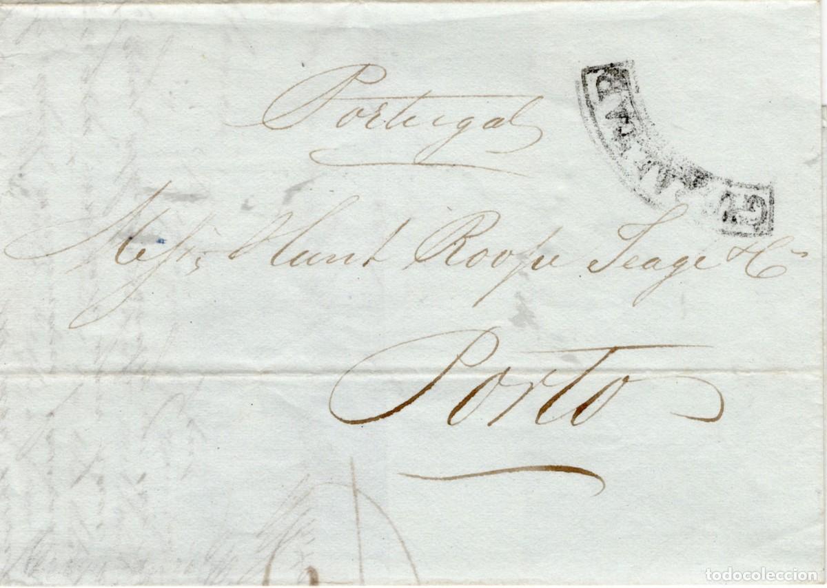 Sellos: 1837 carta entera Gibraltar a Porto, marca n. 3