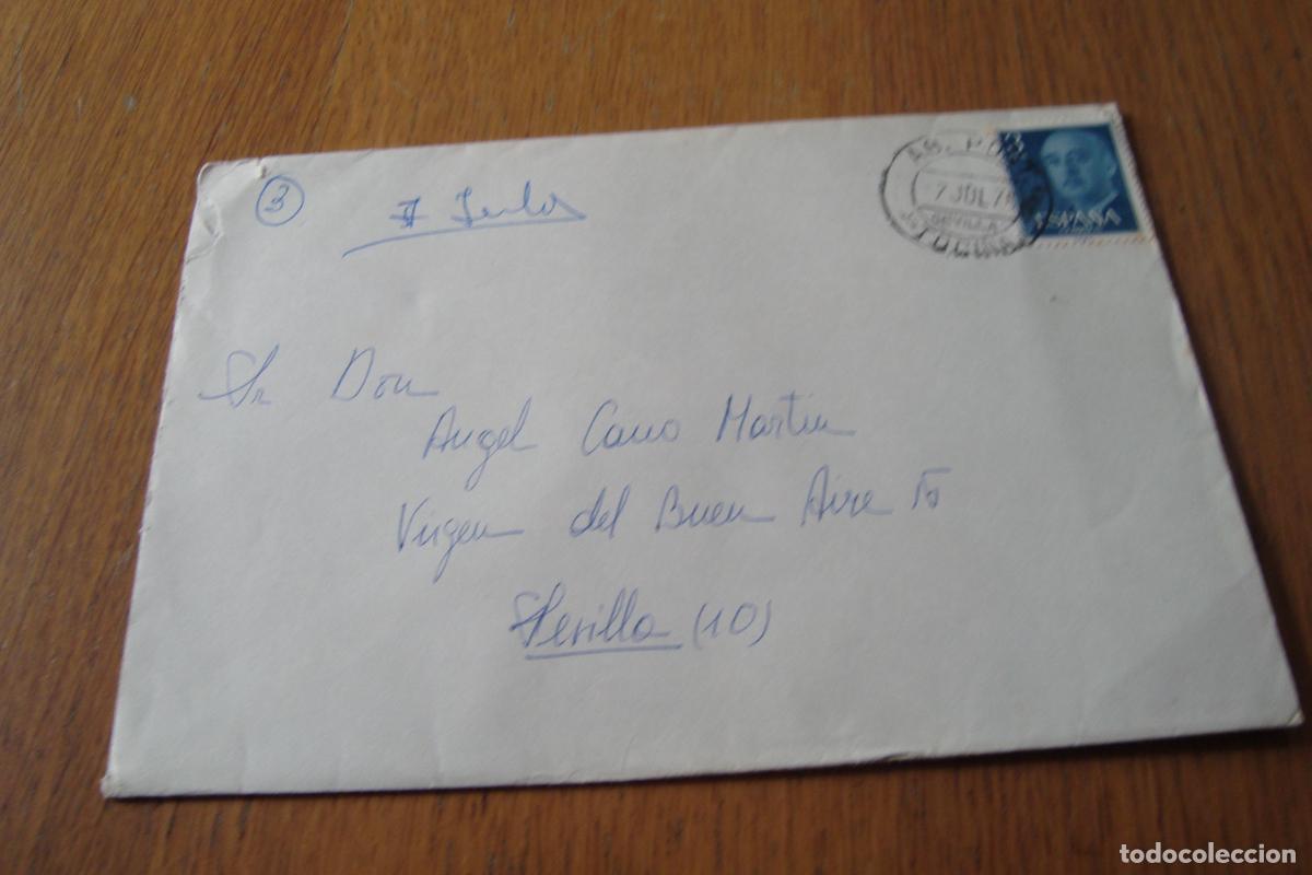 Sellos: ANTIGUO SOBRE CIRCULADO A.G POSTAL TOCINA SEVILLA 1975.