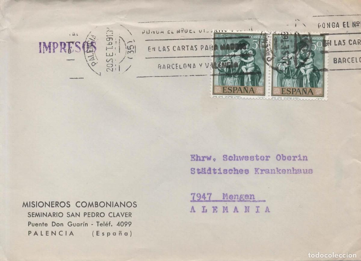 Sellos: PALENCIA A ALEMANIA IMPRESOS SELLOS ARTE PINTURA SAN JOSE ALONSO CANO RELIGION
