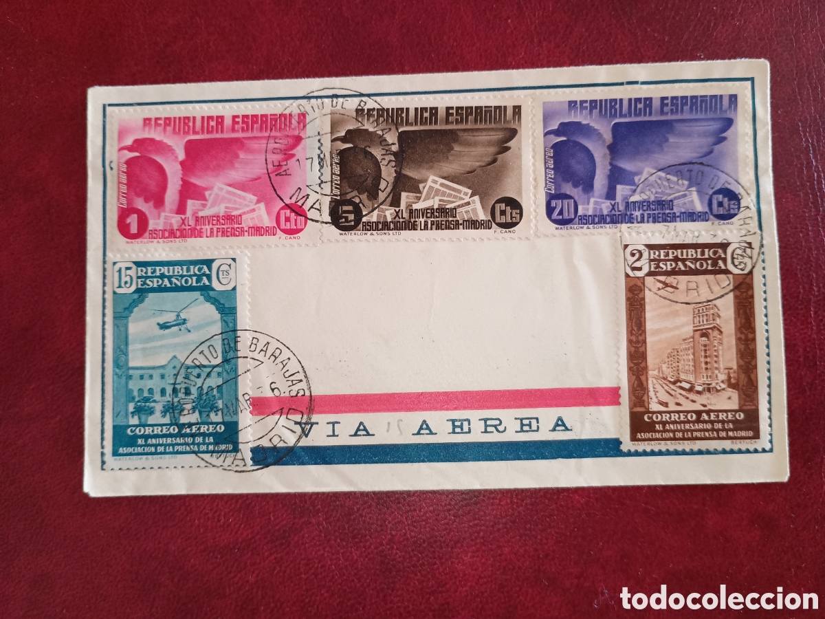 Sellos: ESPA&Ntilde;A 1936 - XL ANIVERSARIO ASOCIACI&Oacute;N DE LA PRENSA DE MADRID - MATASELLO AEROPUERTO DE BARAJAS