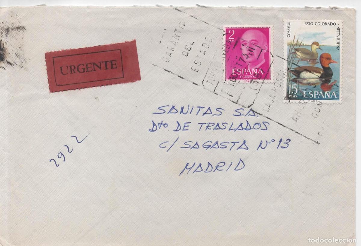 Sellos: TORRELAVEGA CANTABRIA CC CERTIFICADO URGENTE 1973 PATO COLORADO AMBULANTE SANTANDER VENTA DE BA&Ntilde;OS