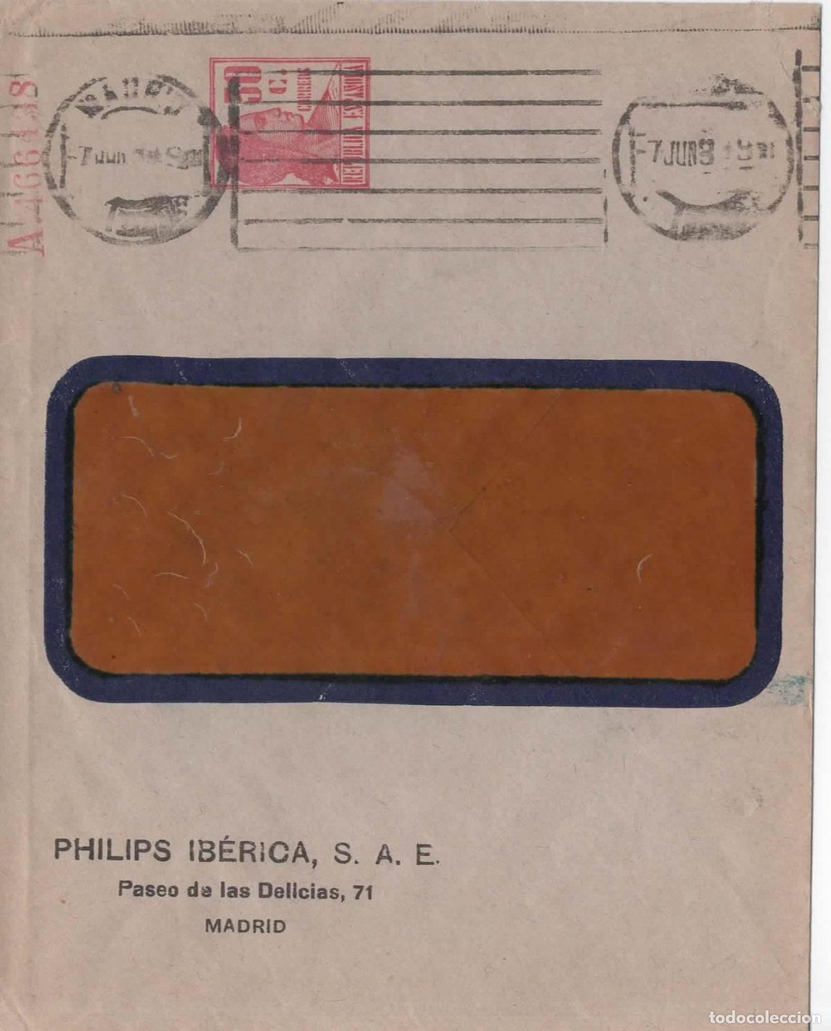 Sellos: SEGUNDA REPUBLICA ENTERO POSTAL PRIVADO DE PHILIPS RADIO TELECOMO BULB ELECTRICIDAD