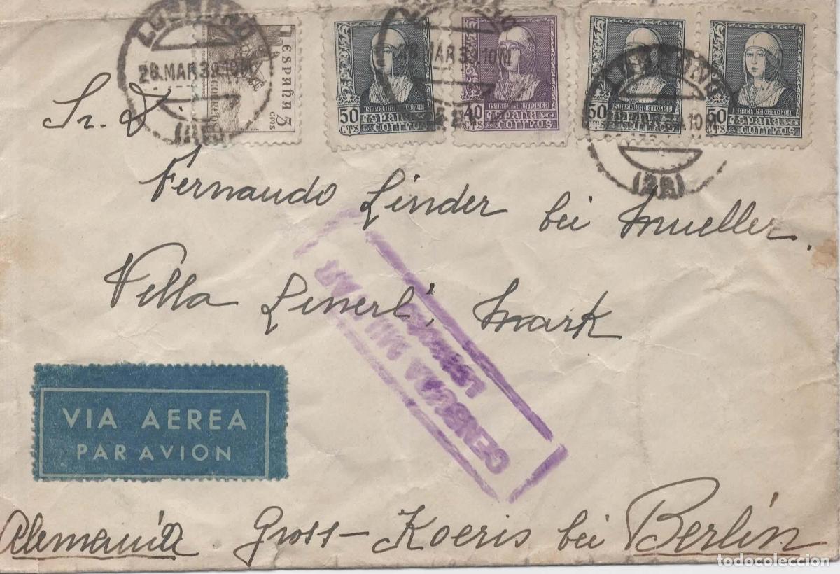 Sellos: GUERRA CIVIL LOGRO&Ntilde;O LA RIOJA A ALEMANIA CON CENSURA MILITAR 1939