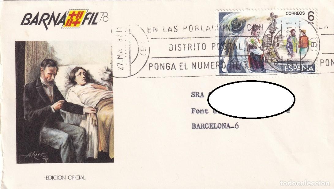 Sellos: Sobre conmemorativo Barcelona 1982 Edici&oacute;n oficial - Barnafil 78 - Pablo Picasso - Ciencia y caridad