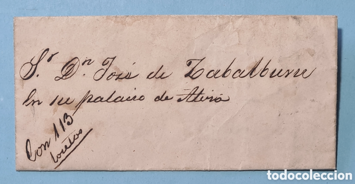 Francobolli: AZPEITIA (GUIPUZCOA) - CARTA FUERA DE VALIJA &rdquo;CON 113 LOSETAS&rdquo; - A&Ntilde;O 1864 COMPLETA CON TEXTO Y LACRE