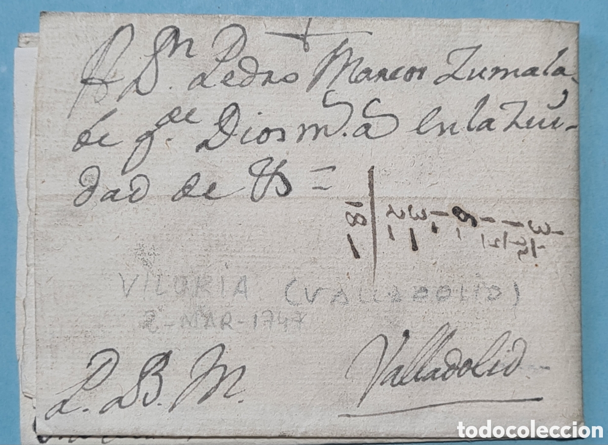Sellos: PREFILATELIA - VILORIA DEL HENAR (VALLADOLID) - CARTA FUERA DE VALIJA &rdquo;POR BUESTRA MANO&rdquo; 1747 TEXTO