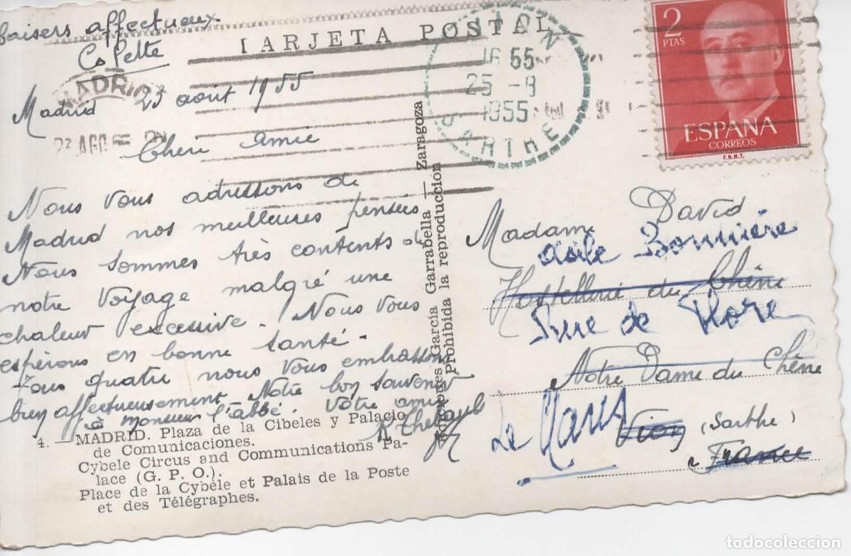Sellos: POSTAL MADRID A FRANCIA CON SELLO BASICA FRANCO 2 PESETAS ROJO