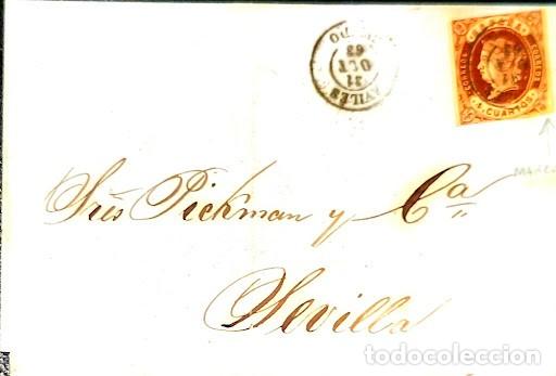 Sellos: Lote de 2 Cartas Comerciales Antiguas con Sello y Manuscrito (Siglo XIX - Destino Sevilla)