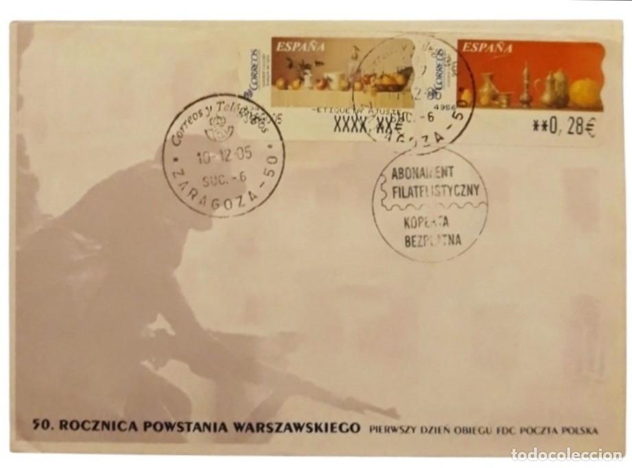 Sellos: ESPA&Ntilde;A 2005 ATMs BODEGONES AJUSTE Y VALOR EN 5 DD/EE. FECHADOR ZARAGOZA EN SOBRE DEL S.F. POLONIA.