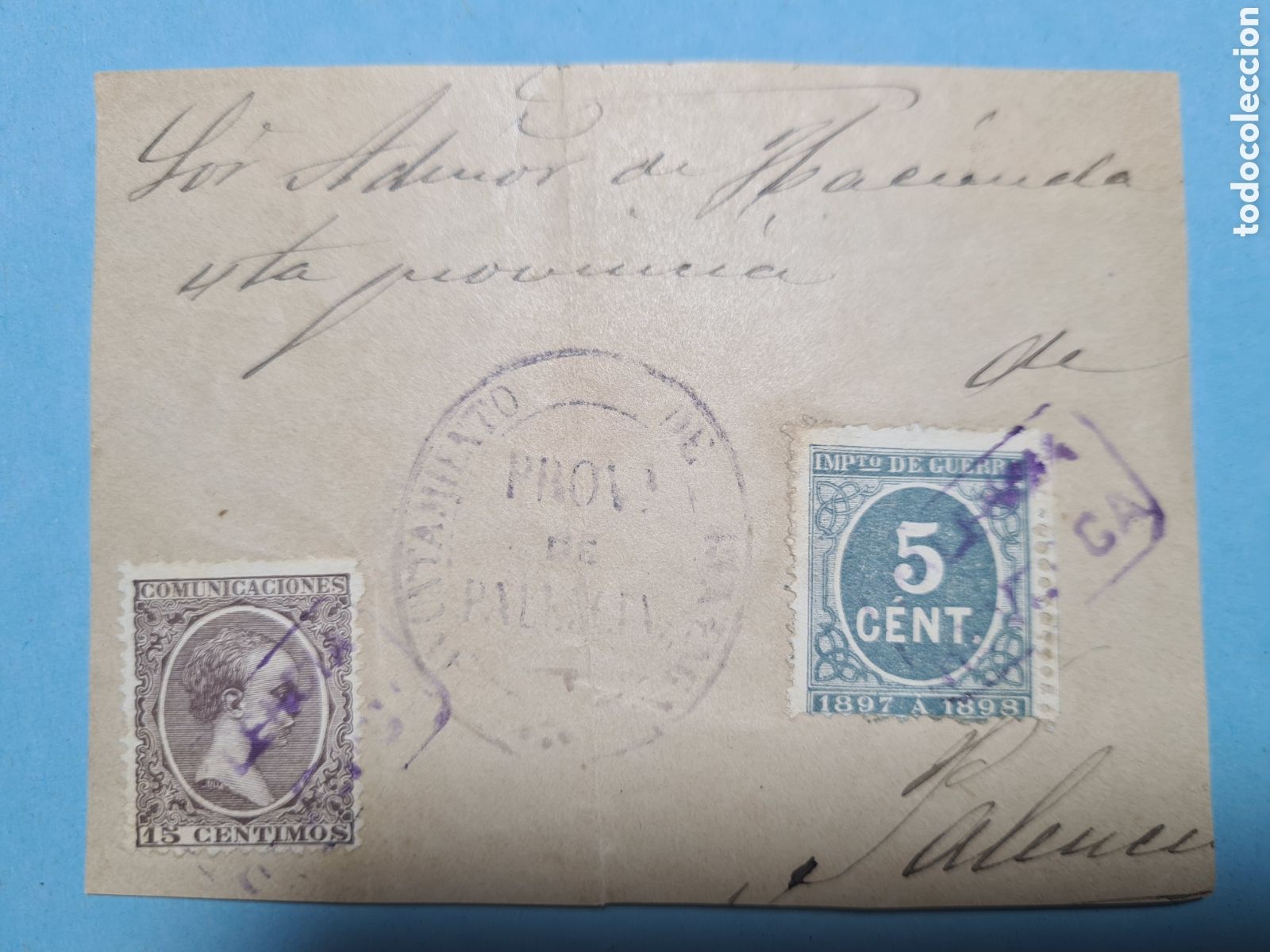 Sellos: CARTERIA REVENGA (PALENCIA) - FRONTAL DE CARTA - A. XIII + IG EDIFIL 219 + 232 - A&Ntilde;O 1897 CA