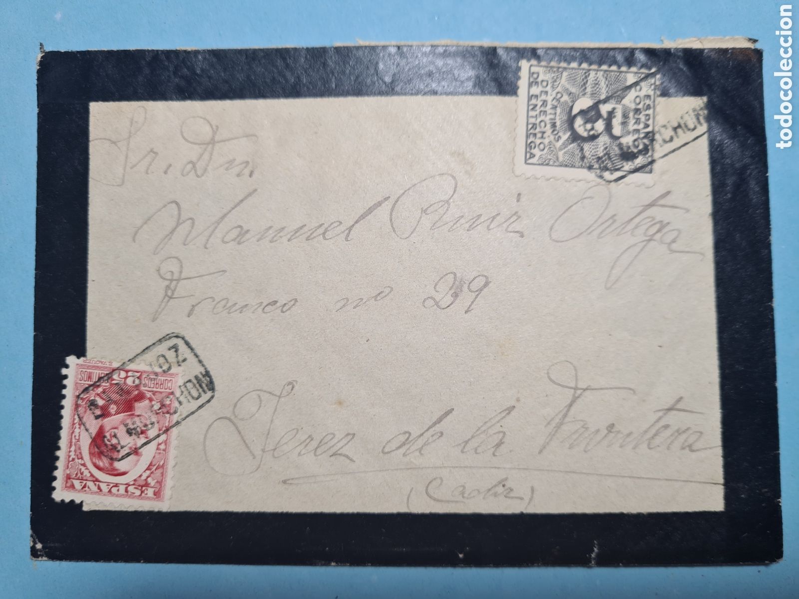 Sellos: CARTERIA ALMORCHON (BADAJOZ) - CARTA COMPLETA - A. XIII + D.E. EDIFIL 495 + 592 - A&Ntilde;O 1931 CA