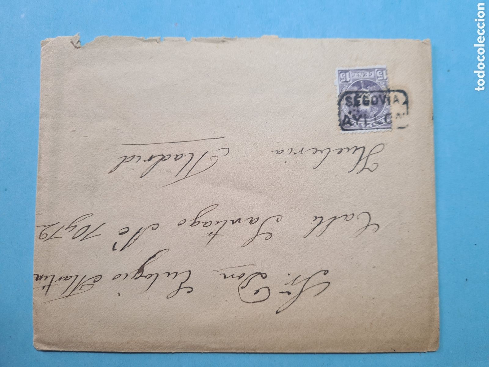 Sellos: CARTERIA AYLLON (SEGOVIA) - CARTA COMPLETA ALFONSO XIII CADETE (246) 15 CTS. - A&Ntilde;O 1904