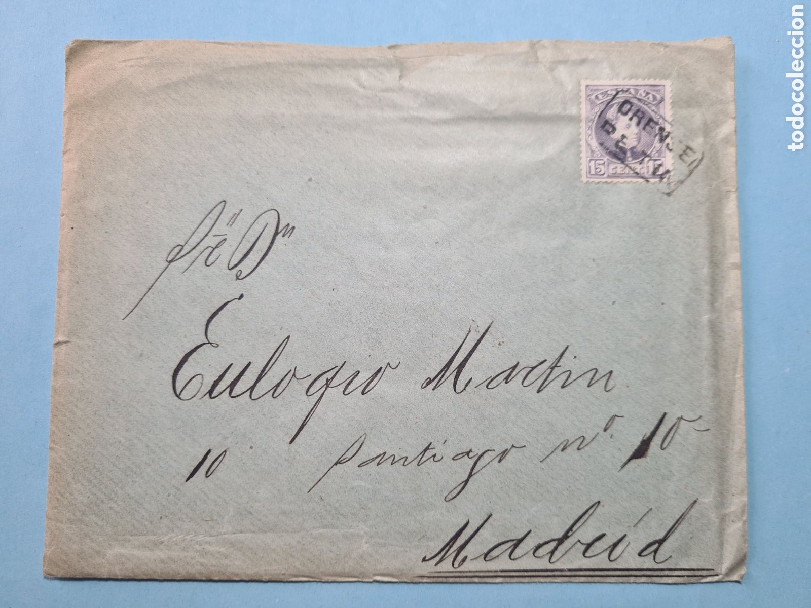 Sellos: CARTERIA PETIN (ORENSE) - CARTA COMPLETA ALFONSO XIII CADETE (245) 15 CTS. - A&Ntilde;O 1904