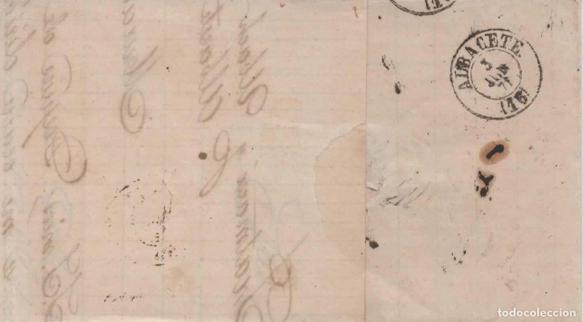 Sellos: ENVUELTA ESCRITA MURCIA A ALBACETE 1871 - Foto 2