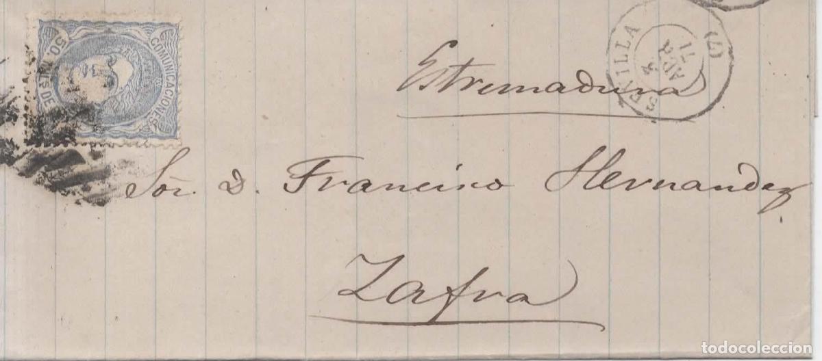 Sellos: ENVUELTA 1870 SEVILLA A ZAFRA BADAJOZ