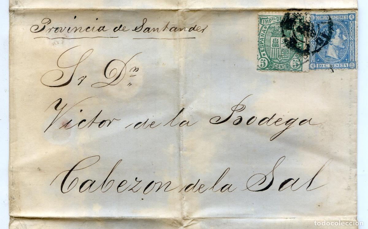 Sellos: Carta circulada de Santander a Cabez&oacute;n de la Sal, durante la tercera guerra carlista 1876