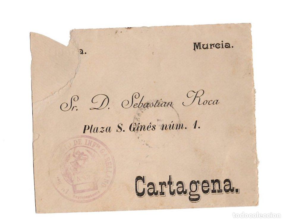 Sellos: SOBRE CIRCULADO DE LA HABANA A CARTAGENA SELLO 1&ordm; BON DEL REGTO DE INFANTERIA GARELLANO 1898