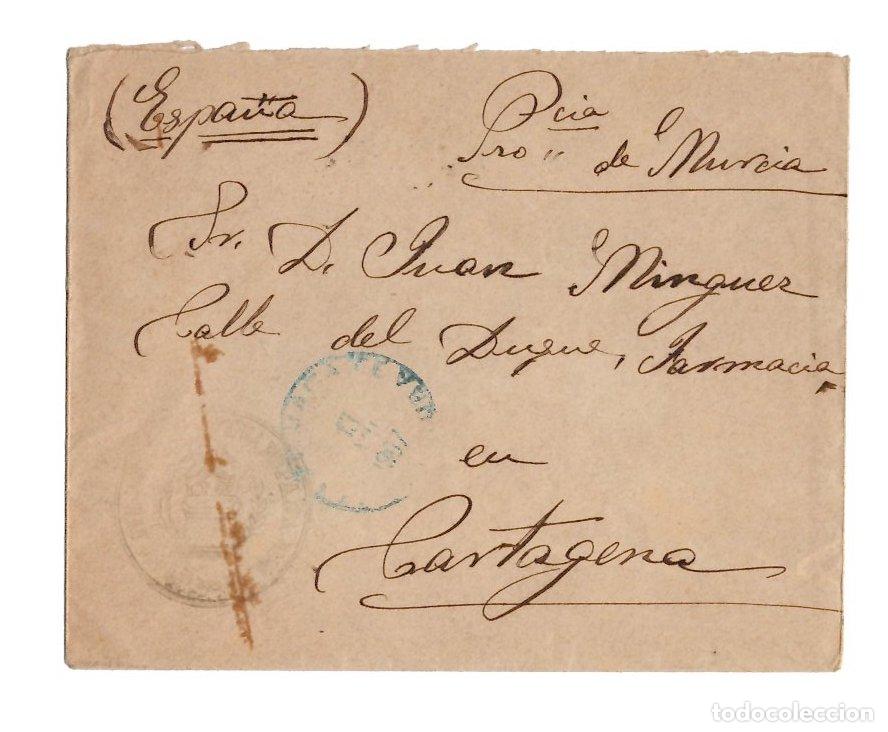 Sellos: SOBRE CIRCULADO A CARTAGENA. C.1896. SELLO ILEGIBLE