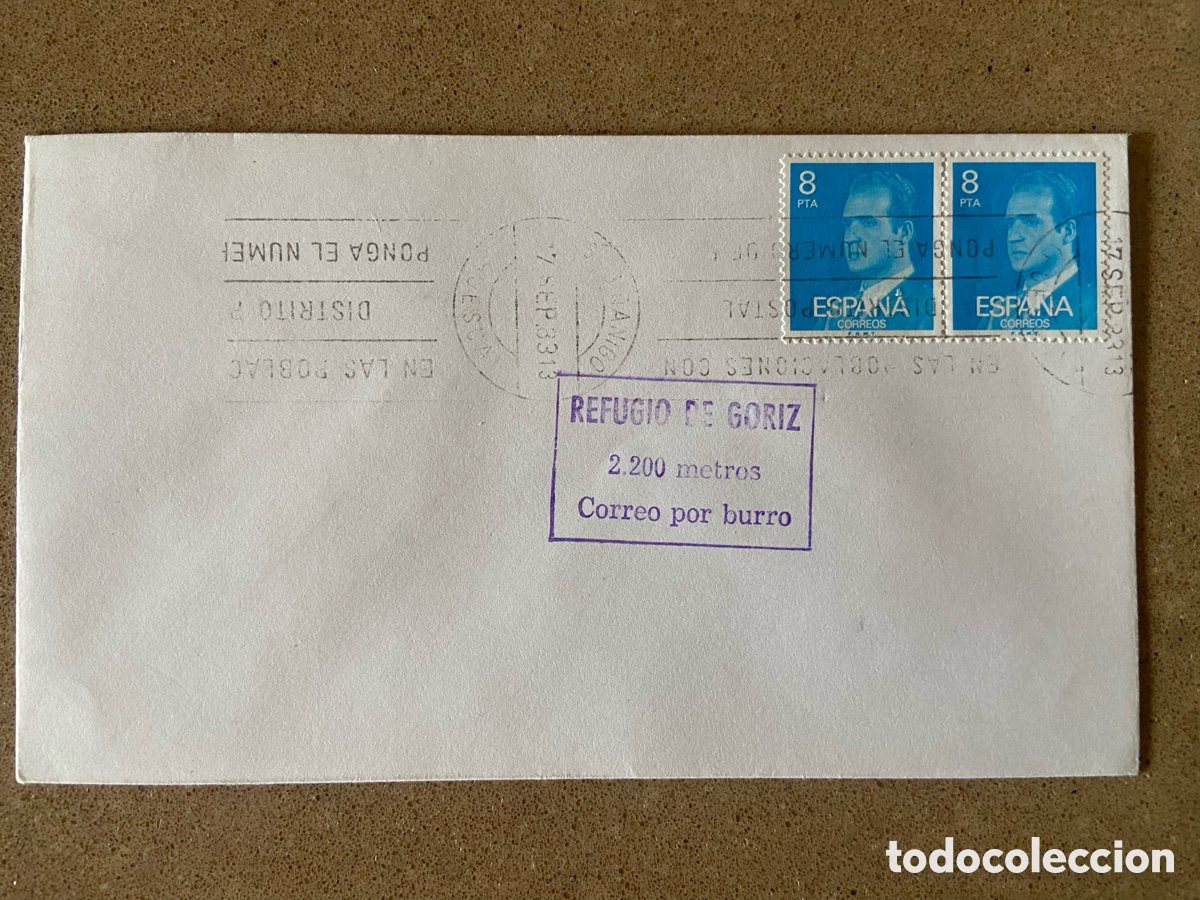 Sellos: MATASELLOS CORREO POR BURRO. REFUGIO DE GORIZ (HUESCA). RAR&Iacute;SIMO. PIEZA &Uacute;NICA