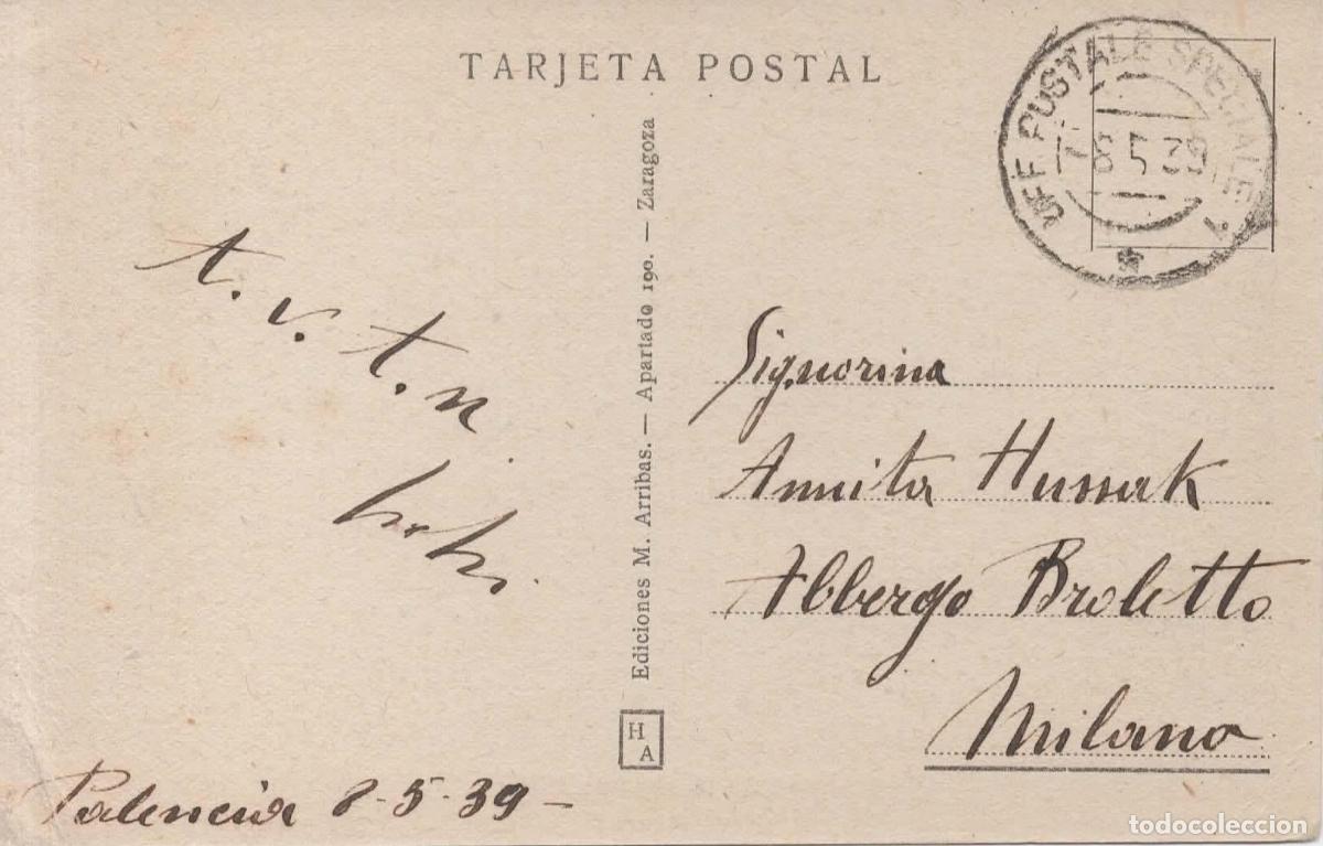 Sellos: PALENCIA 1939 GUERRA CIVIL POSTAL ENVIADA POR SOLDADO ITALIANO CON MAT UFFICIO POSTALE SPEZIALE 1