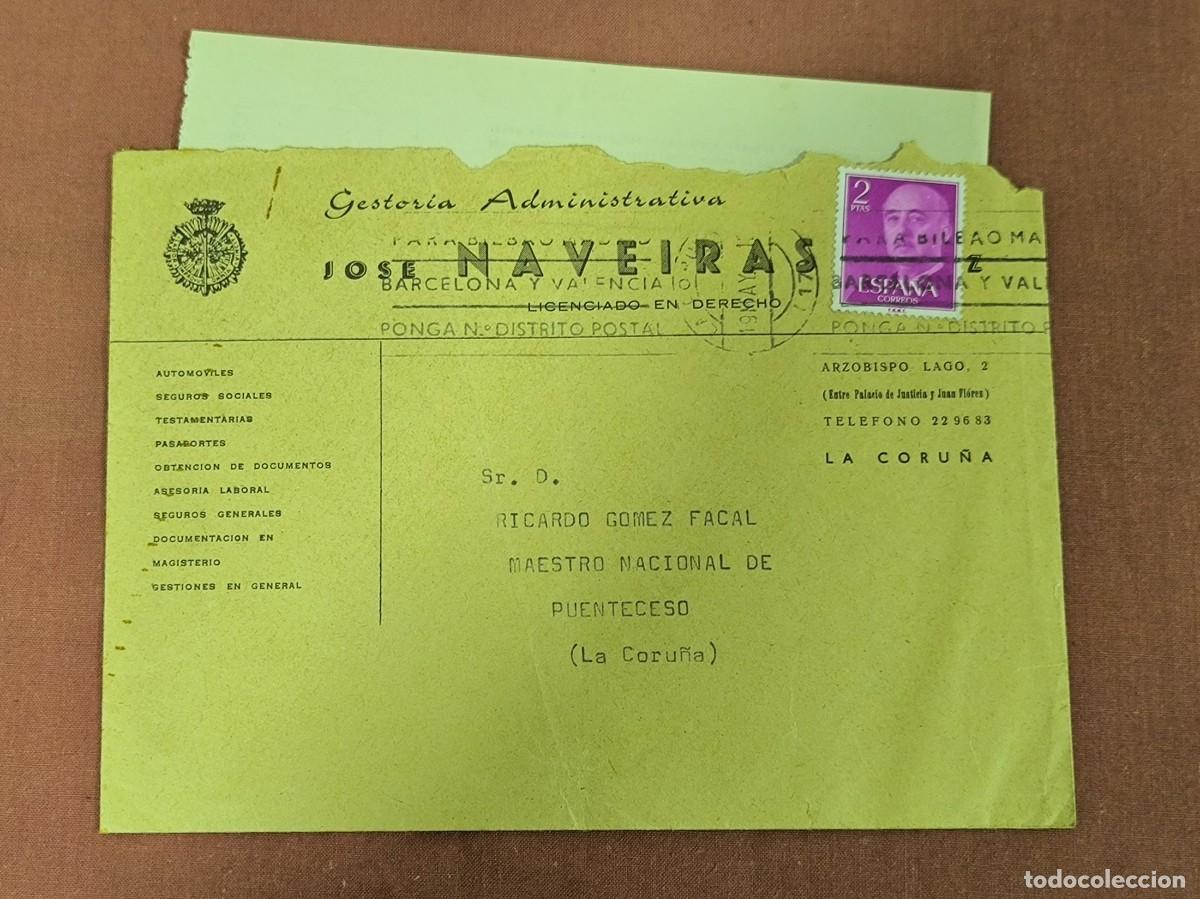 Sellos: Carta y Sobre Gestor&iacute;a Jos&eacute; Naveiras L&oacute;pez 1972 &ndash; Nombramiento Maestro